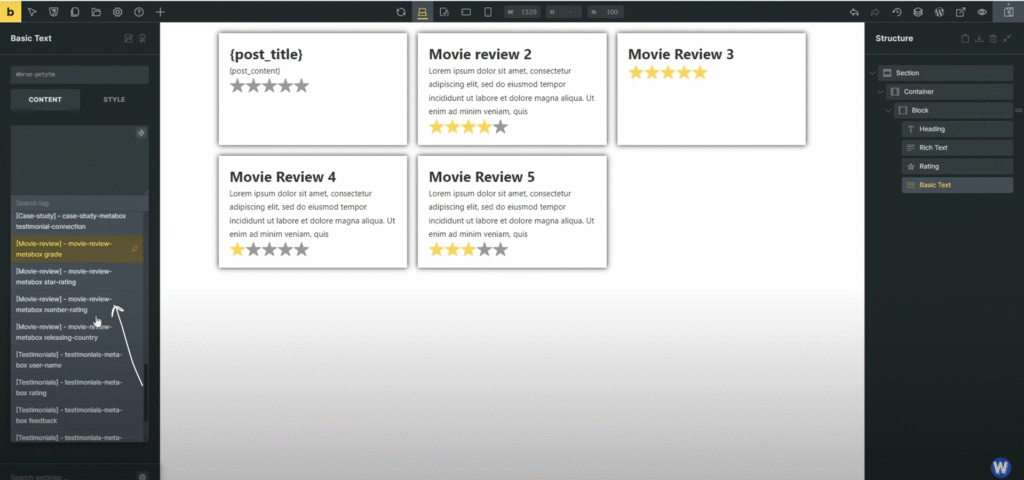 Number Rating Field Bricks Builder ACPT