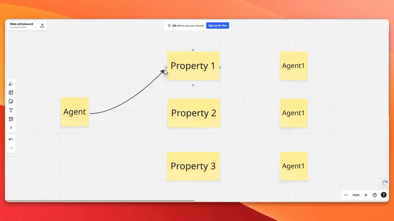 whiteboard arrow connecting Agent to Property 1 showing assignment